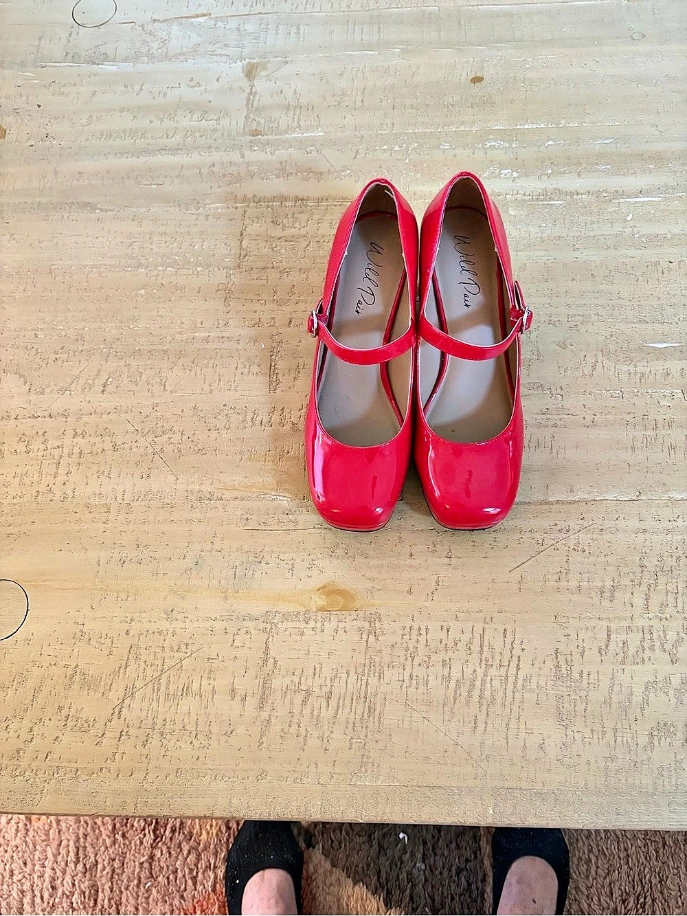 Wild Pair Vaneciaa Mary Jane Square Toe Pumps Red